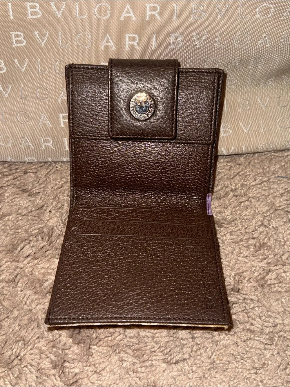 Bulgari Cream Canvas Logo Tote with Brown Leather Trim with matching wallet